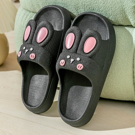

SUODUI Women s Slippers Slippers For Women In Summer Thick Soles Damp Bath Indoor Home Dormitory Cartoon Sandals For Women Black 5.5