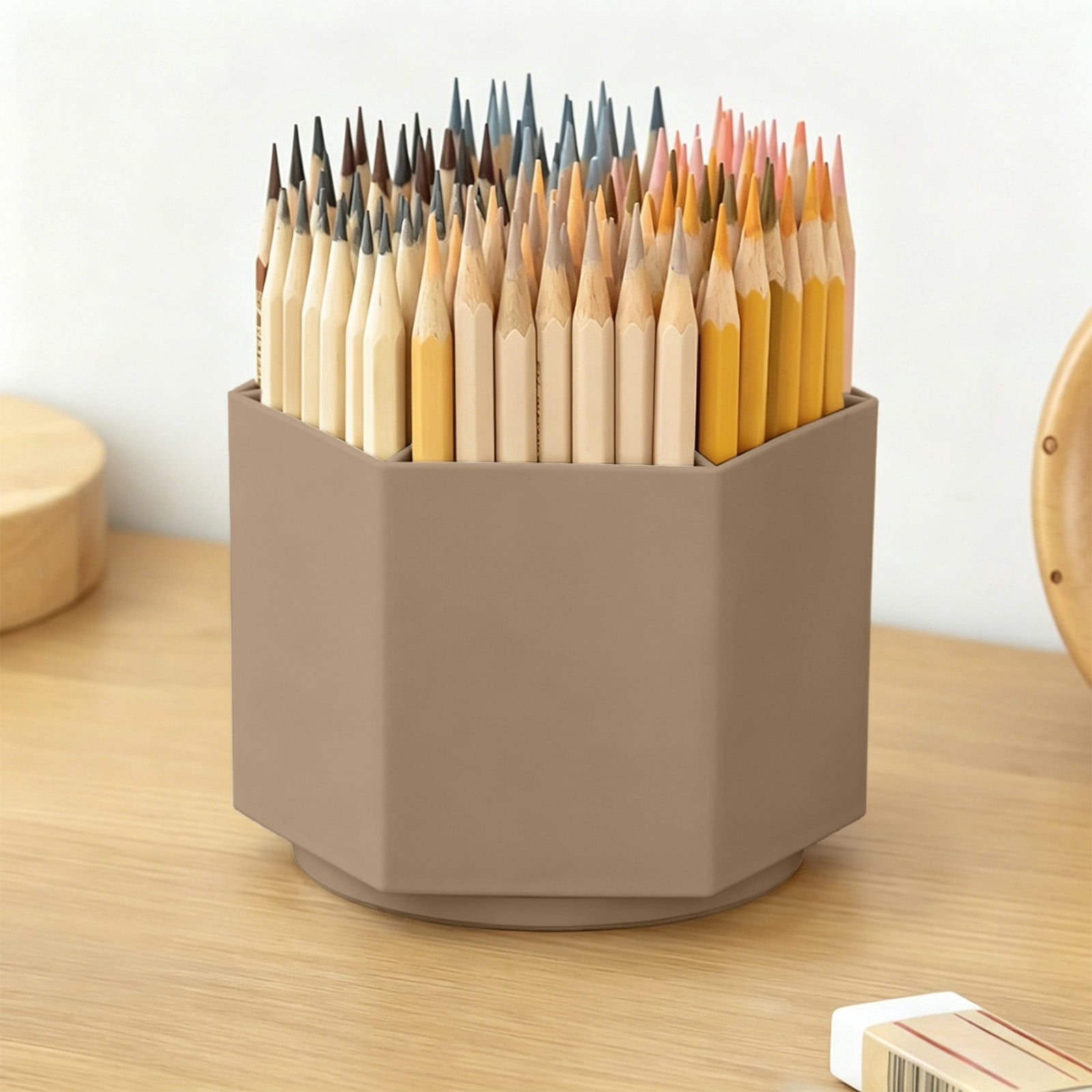 Werulen 360 Degree Rotating Pen Holder,6 Slots Large Capacity Organizer,Stable Office Desk Storage,Multi Function Home Study Tool,Desktop Work Area Accessory