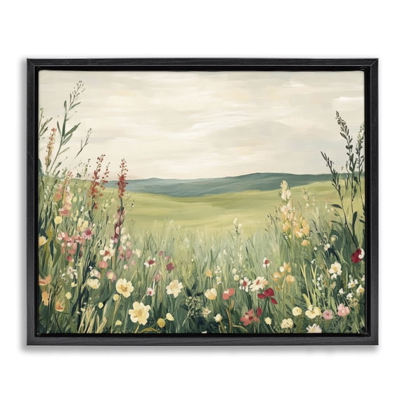 Stupell Industries French Country Nature's Meadow View Black Floating Frame Canvas Art, 21 x 17, by Petals Prints Design