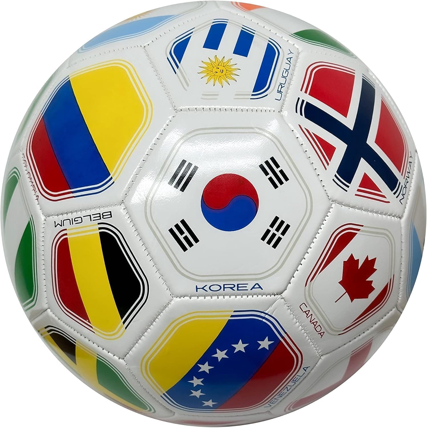 Country Flags Soccer Ball Size 5, World Club National Teams, Flag Soccer Ball - White