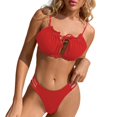 thumbnail image 1 of Gibobby Traje de Baño Sexy Bikini Bikini de mujer Sólido sin espalda Traje de baño sexy Hollow Beach Vacation Traje de baño(Rojo,G), 1 of 4