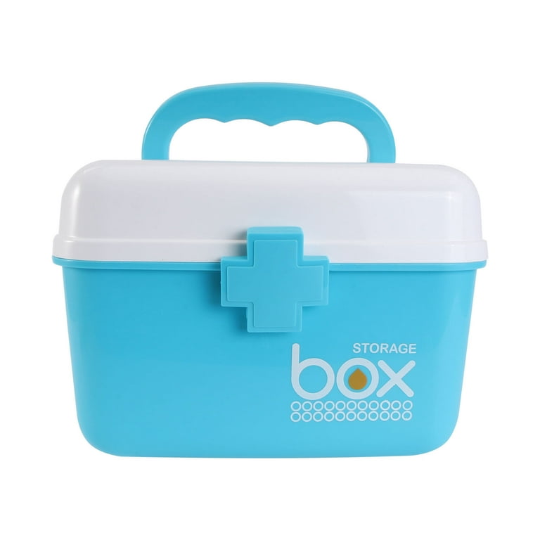 Multi-function Medicine Cabinet Portable First-aid Case Double Layer Home  Storage Medicine Box (Blue, 21x16.5x15cm) 