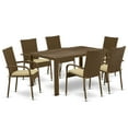 thumbnail image 2 of East West Furniture Jubi 7-piece Metal Patio Dining Set with Cushion in Brown, 2 of 10