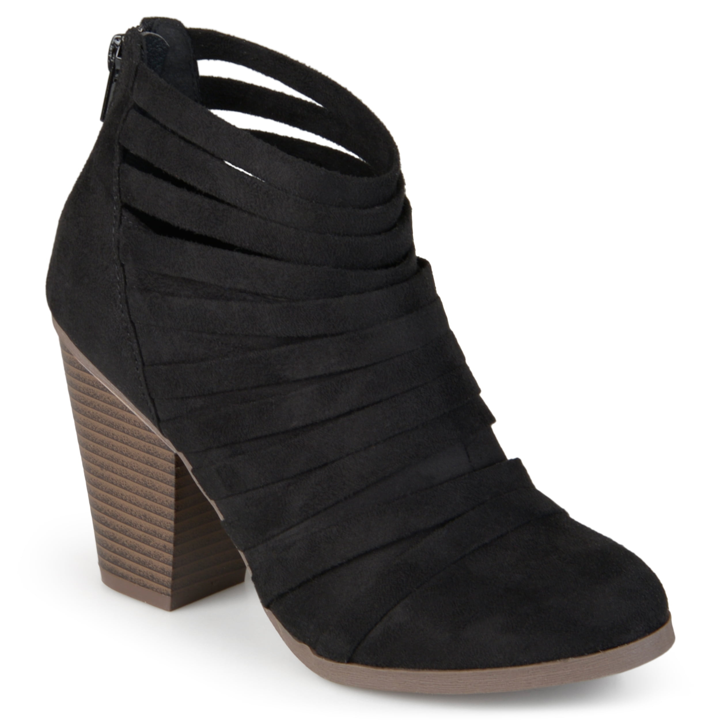 Brinley Co. - Women's Chunky Heel Strappy Faux Suede Ankle Booties ...
