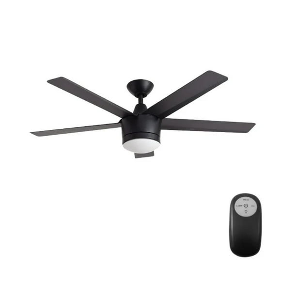 Home Decorators Collection Merwry 52 in. Integrated LED Indoor Matte Black Ceiling Fan with Light Kit and Remote Control