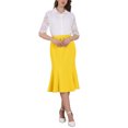 thumbnail image 2 of INSPIRE CHIC Women's Elegant Fishtail Skirt High Waist Belted Work Midi Mermaid Skirts L Yellow, 2 of 5