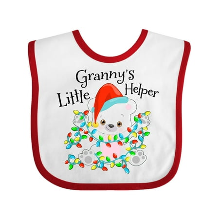 

Inktastic Granny s Little Helper Cute Polar Bear with Christmas Lights Gift Baby Boy or Baby Girl Bib
