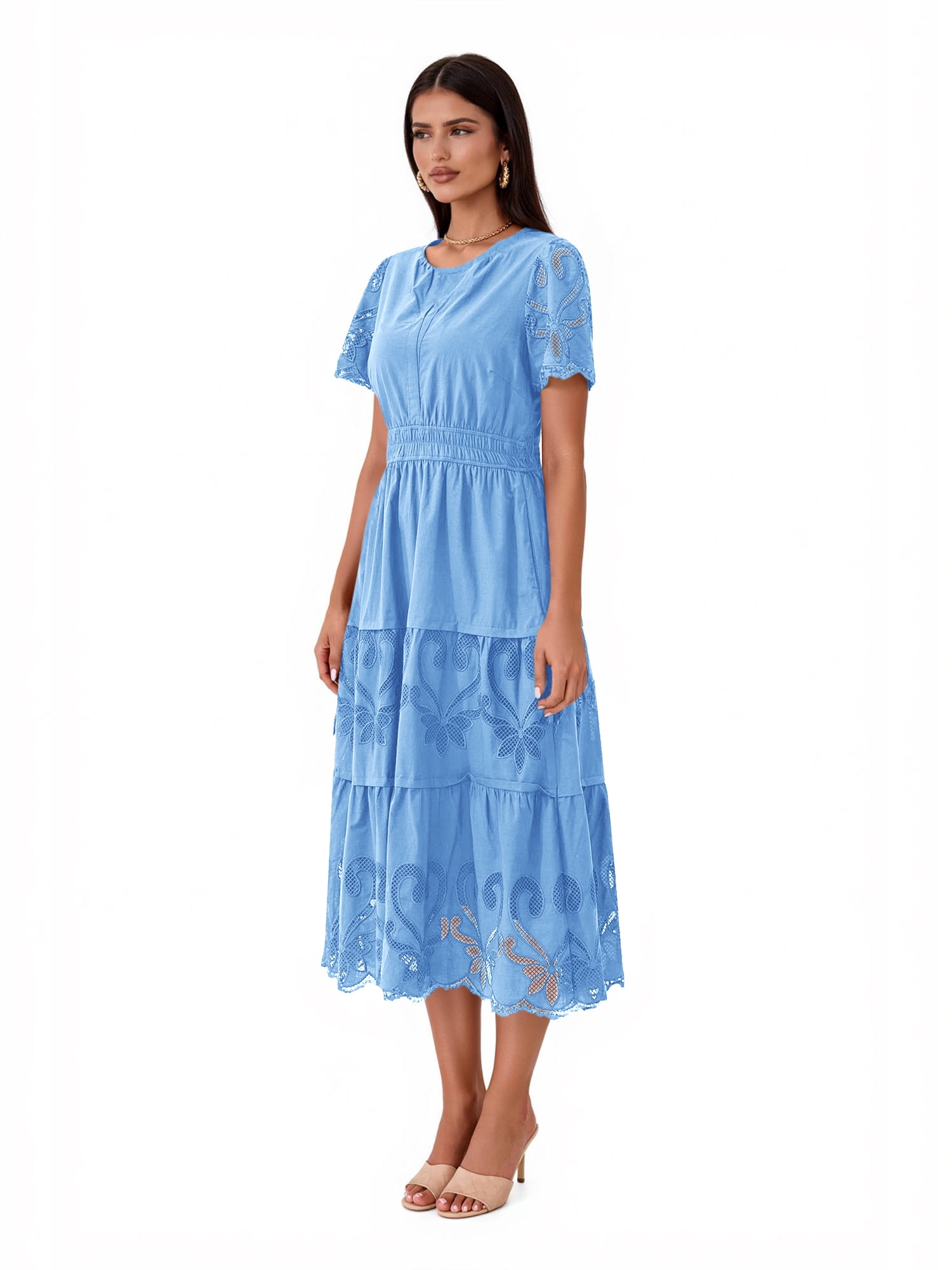 PRETTYGARDEN Women's Midi V-Neck Midi Dress, Sizes S-XXL