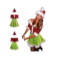 thumbnail image 4 of Women Christmas Santa Dress Deluxe Mrs. Claus Costume Off Shoulder Velvet Dress Santa Hat Set Cosplay Outfits, 4 of 6