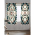 thumbnail image 5 of Sheer Curtains 72 Inches Long, Teal Green Boho Floral Semi Sheer Curtains Light Filtering Window Treatment, Southwestern Ethnic Flowers Retro Privacy Voile Drapes for Living Room Bedroom 52x72 Inch, 5 of 7