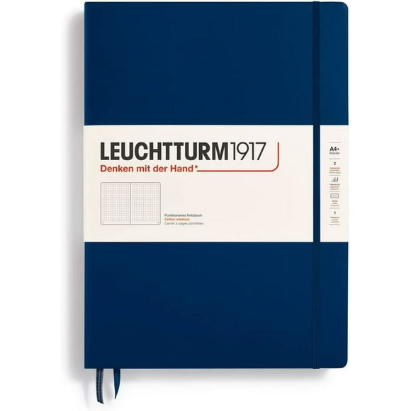 GHSDFBB -Notebook Hardcover Master Classic A4+-235 Numbered Pages for Writing and Journaling (Navy, Dotted)
