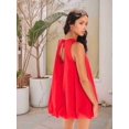 thumbnail image 5 of Mini Dress for Women Summer Sleeveless Keyhole Tie Back Tank Short Dress Crew Neck Sundress with Pockets Red L, 5 of 8
