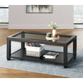 thumbnail image 2 of HomeRoots 517699 18 x 48 x 26 in. Black Glass Rectangular Coffee Table with Shelf, 2 of 8