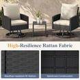 thumbnail image 5 of ELPOSUN Outdoor Patio Swivel Chair Set, 3 Pieces Patio Bistro Set with Side Table Set, All-Weather Wicker Patio Furniture Set with Cushions for Garden,Backyard,porch,Black&Beige, 5 of 9