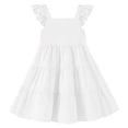 thumbnail image 1 of Vestido Dalukit para niñas pequeñas, sin mangas, con volantes, blanco, verano, 1 of 6