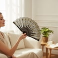 thumbnail image 6 of Byfri 6 Pack Glitter Floral Folding Hand Fans Chinese Vintage Sparkle Handheld Fans for Weddings Dance 42x24cm, 6 of 7
