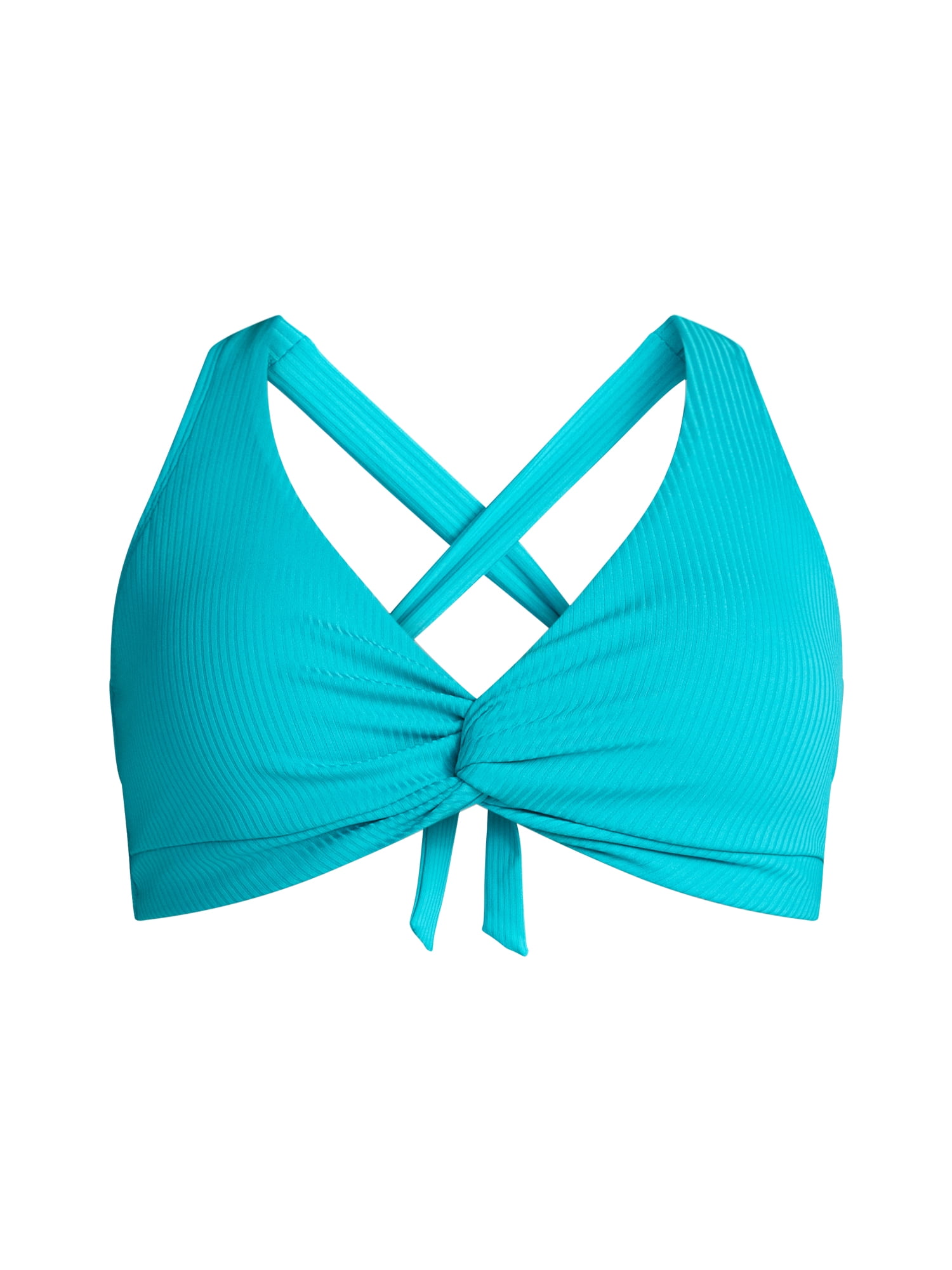 Time and Tru Women's and Women's Plus Ribbed Twist Front Bikini Top, Sizes XS-2X