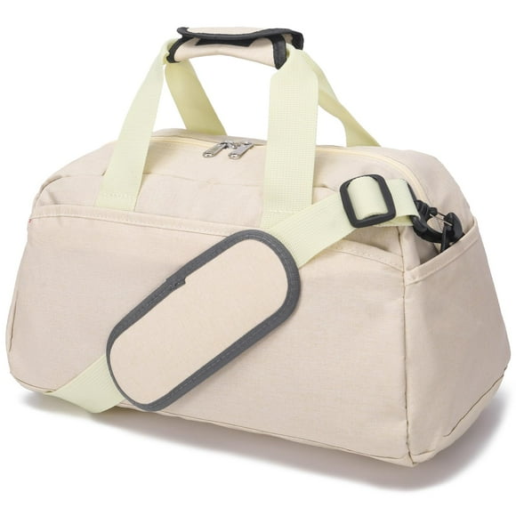Bolsa de gimnasio Ineeatu pequeña de 14 pulgadas para mujeres y hombres (beige)
