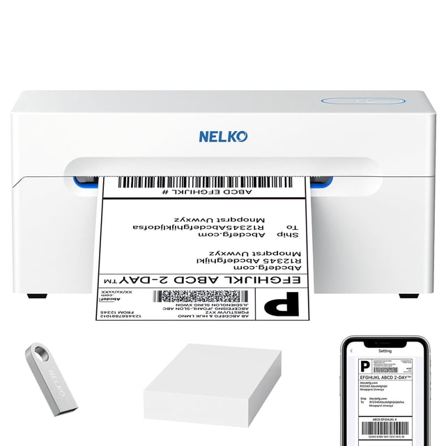 Nelko Bluetooth Thermal Shipping Label Printer, Wireless 4x6 Shipping Label Printer for Small Business, Support Android, iPhone and Windows, Widely U