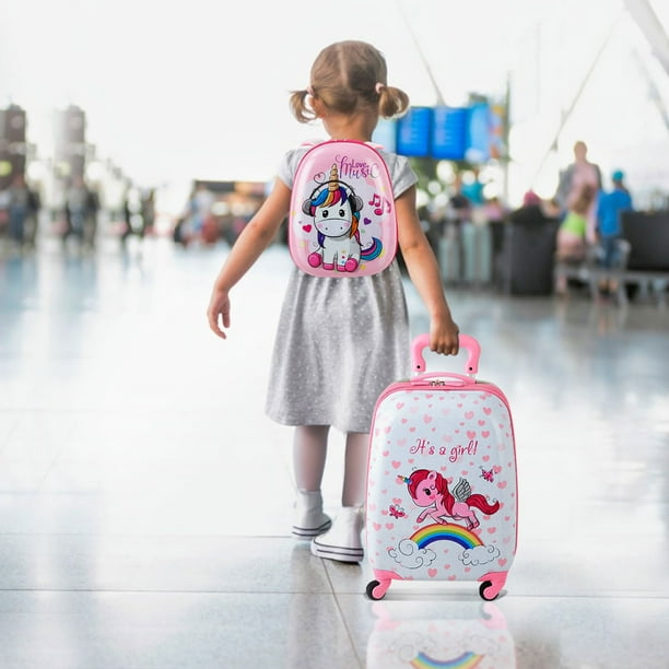 Gymax 2PC Kids Luggage Set 12 Backpack 16 Rolling Suitcase