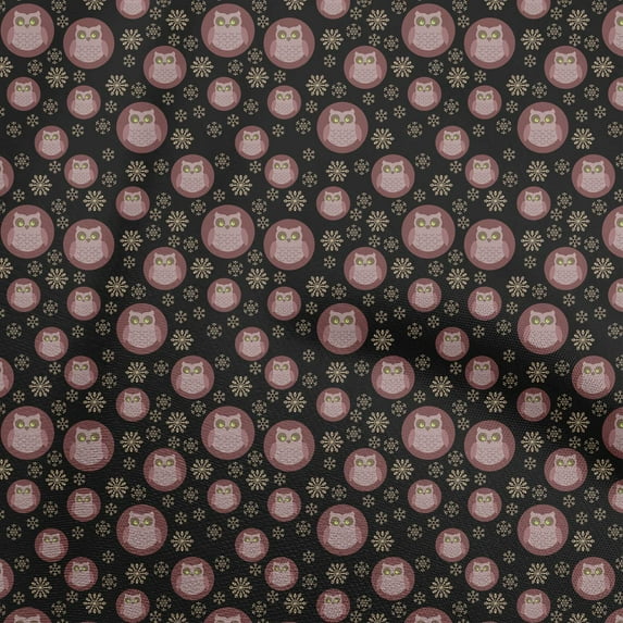 oneOone Cotton Flex Black Fabric Owl Sewing Craft Projects Fabric Prints By Yard 40 Inch Wide