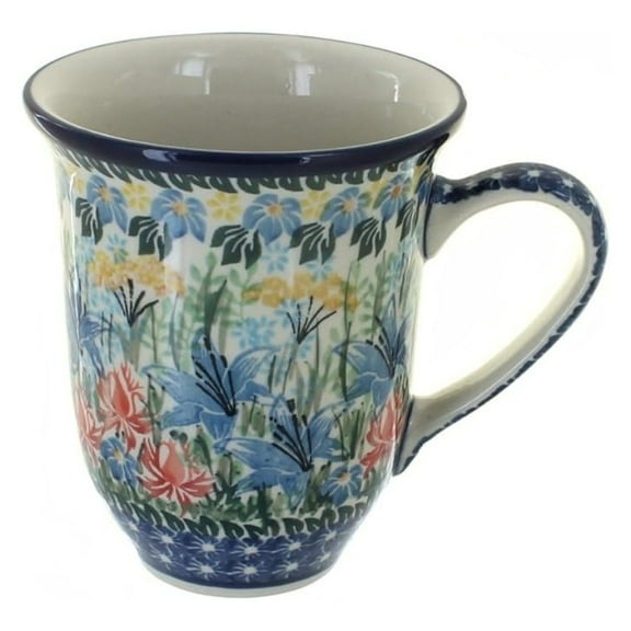 Blue Rose Polish Pottery Day Lily Bouquet Large Coffee Mug