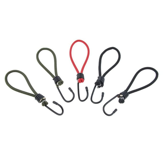 koolsoo Multi-purpose 5 Pcs Bungee Cord Tie - Elastic Stretch Rope Straps Hook 6.5mm