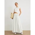 thumbnail image 4 of Womens Summer Long Skirt High Waist Pleated A-Line Casual Flowy Fairy Skirts White S, 4 of 6