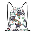 thumbnail image 1 of Xecao Dinosaur on Excavator2 Pattern Sports Drawstring Backpack - String Swim Gym Bag with Wet Proof Pocket for Women&Men-Small, 1 of 6