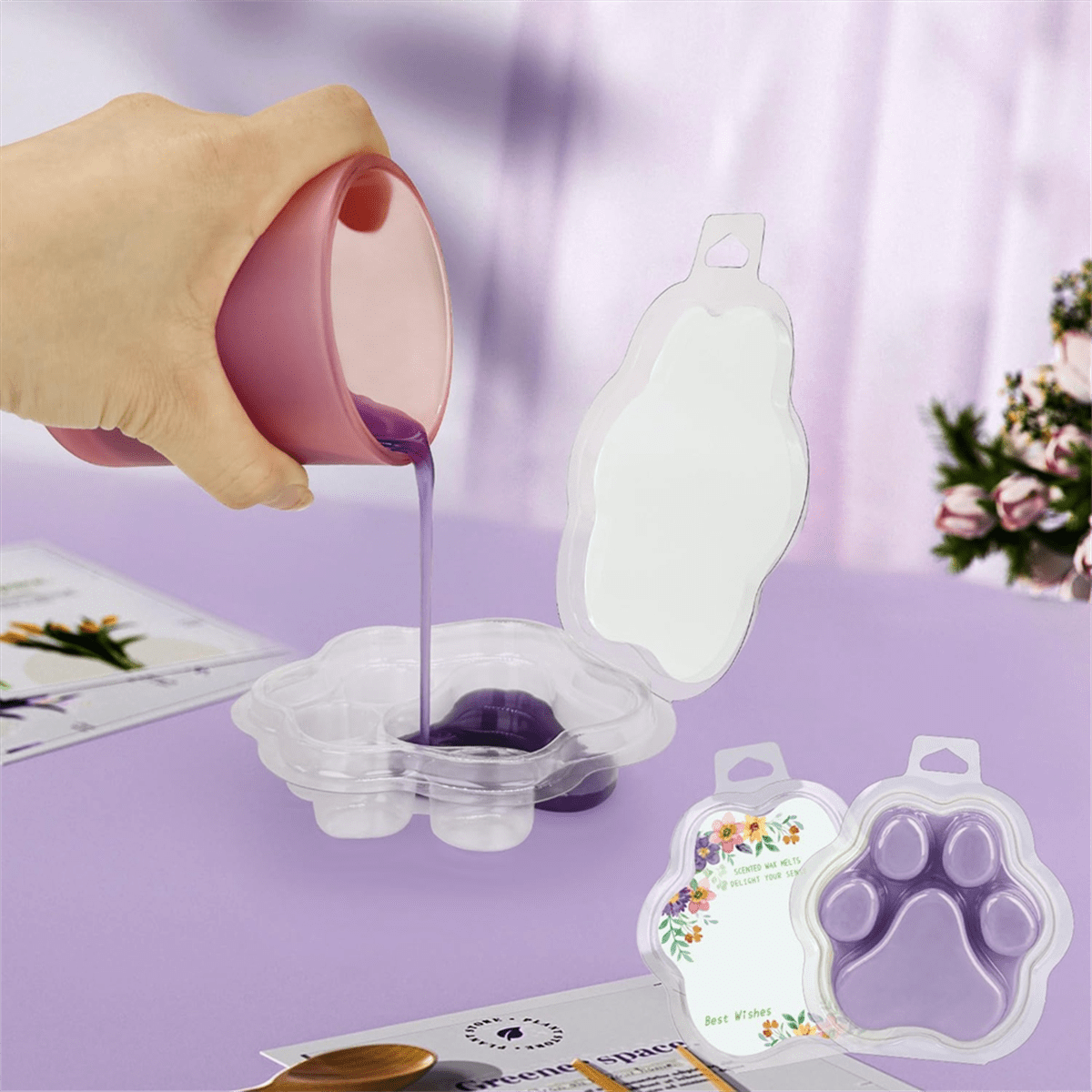 TOP! 100 Pack Wax Melts, Cat'S Transparent Empty Plastic Melt Container for CorelessTart Candles