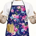 thumbnail image 2 of Pioneer Flower Floral Print Pattern Apron-Garden Aprons for Women with Pockets-Cotton Linen Waterproof Kitchen Cooking Gardening Aprons Adjustable for Kitchen,Cooking,BBQ and Salon 33x27 Inch, 2 of 7