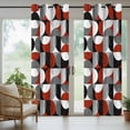 thumbnail image 6 of Vintage Mid-Century Outdoor Curtains for Patio Waterproof, Modern Abstract Geometric Red Gray Grommet Curtains for Porch Outside Privacy Drape for Gazebo Garden Pergola, 1 Panel, 54x84in, 6 of 9
