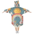 thumbnail image 2 of FORMRS Wearable Blanket Hoodie with Sleeves for Kids Cozy Flannel Sweatshirt, Blue Rainbow, 2 of 7