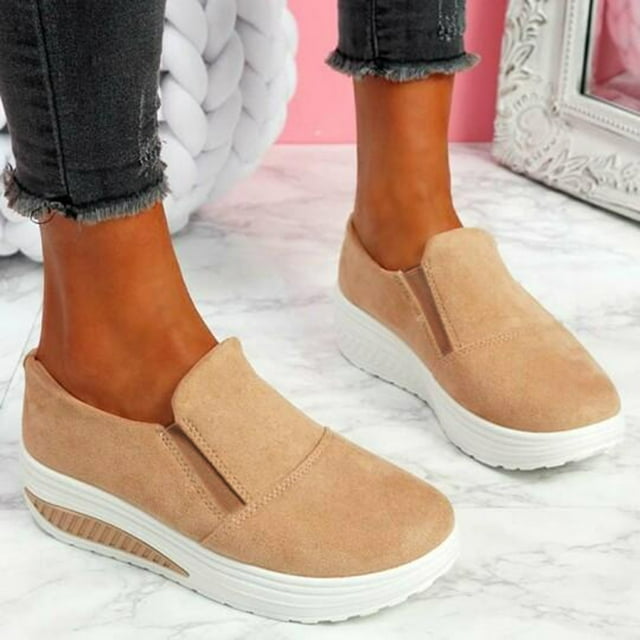 XIAQUJ Chaussures de Sport pour Femmes Décontractées en Maille Respirante d'Extérieur à Talon Compensé pour le Entraînement Physique et la Course, Espadrilles de Mode pour Femmes Kaki 7(37)