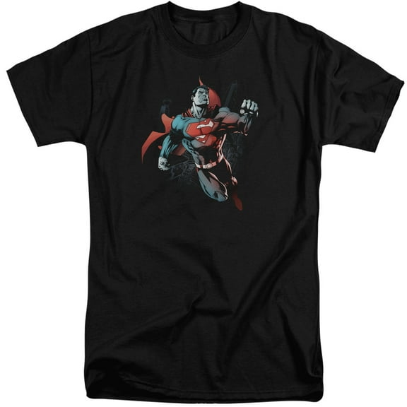 Superman Up In The Sky Adult Tall T-Shirt Black
