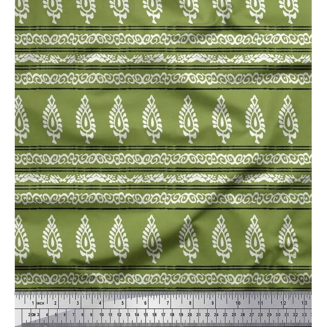 Soimoi Modal Satin Fabric Stripe,Swirl & Floral Block Decor Fabric Printed Yard 42 Inch Wide
