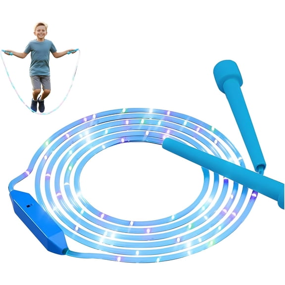 LED Light-Up Jump Rope for Kids, Rechargeable LED Light Up Jump Rope For Kids, Ju-mp R-ope, With Adjustable Length, Indoor And Outdoor Exercise Equipment, Cardio Training(Blue)