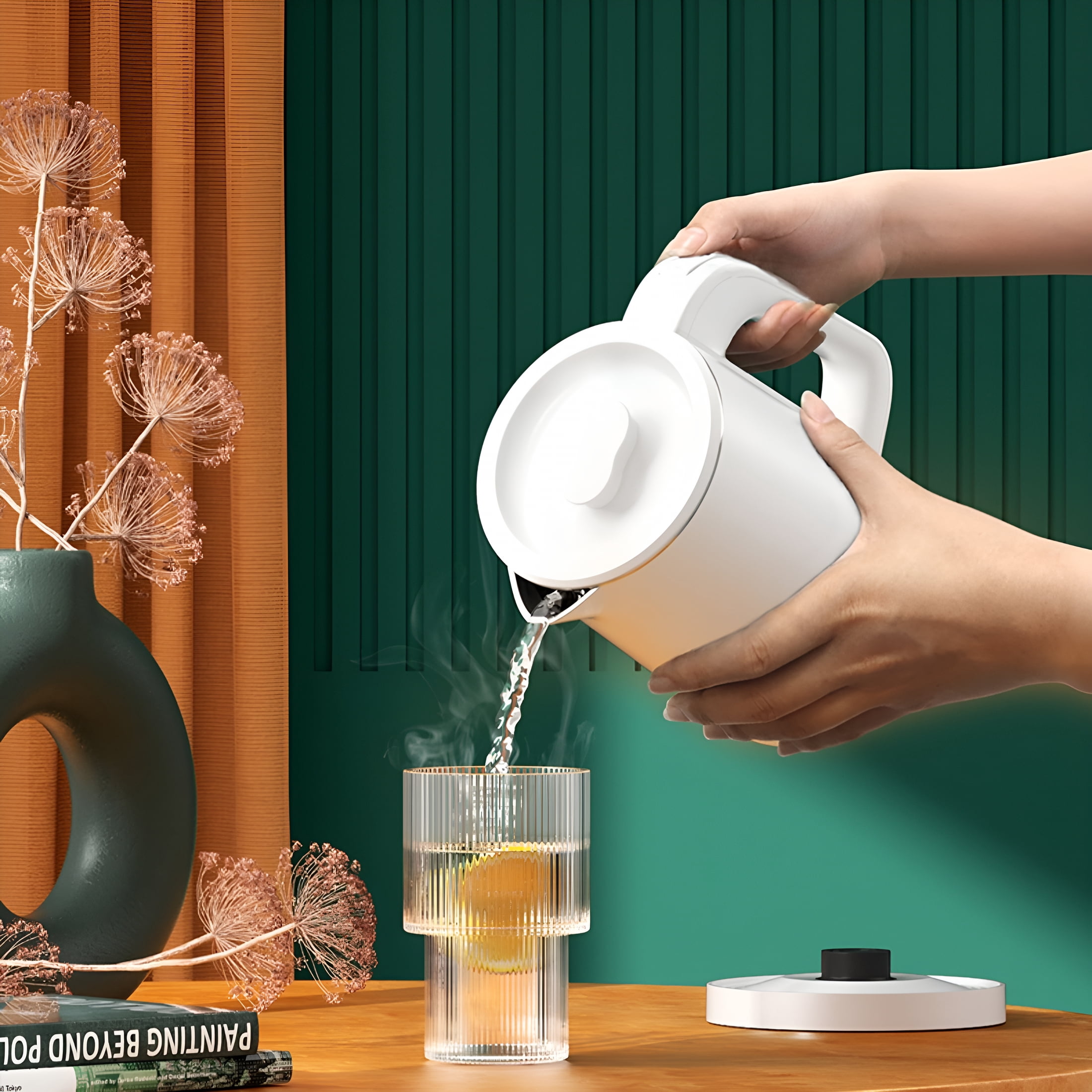 HIBIBUD 2026 New Small Electric Tea Kettle Stainless Steel,0.8L Portable Mini Hot Water Boiler Heater,Travel Electric Coffee Kettle with Auto Shut-Off & Boil Dry Protection Electric Tea Kettle Small