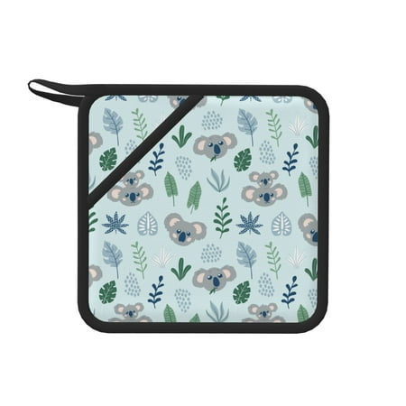 

1 Pc Silicone Anti-Hot Hot Pads Oven Mitts Heat Resistant Pot Holders With Pockets Non Slip Oven Glove Potholder For Kitchen Cooking Bbq Baking 7.1in Childish Koala