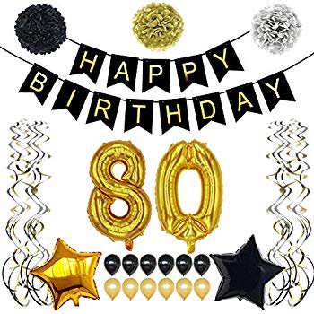 Tylang 80th Birthday Decorations Party Supplies Gift For Men Women