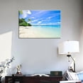 thumbnail image 2 of Seaside Landscape Canvas Wall Art Blue Sky And White Clouds Scenery Poster Print Wall Artwork Modern Aesthetic Wall Decor for Home Bathroom Kitchen Hallway Nursery Ready to Hang [12''''Hx 18''''W], 2 of 6