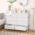 thumbnail image 5 of 9-Drawers Dresser with Power Outlets, Metal Frame and Fabric Drawers for Bedroom, Wood Top Cabinet for Closet, Nursery, White, 5 of 7