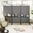 thumbnail image 2 of Costway 3-Panel Room Divider with Storage Shelves 6FT Tall Folding Privacy Screen on Wheels Gray, 2 of 10