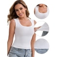 thumbnail image 3 of DARING DIVA Women's Wide Straps Square Neck Camisole Slimming Undershirt S White, 3 of 5