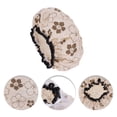 thumbnail image 3 of Unique Bargains Floral Double Layer Shower Cap 1 Pc Coffee Color Floral, 3 of 5