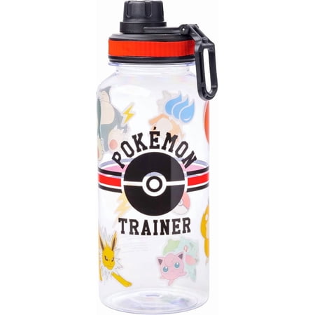 Silver Buffalo Pokemon Trainer Icons Twist Spout Plastic Water Bottle with Stickers You Stick Yourself 32 Ounces