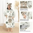thumbnail image 4 of Dailycode Wearable Blanket Hoodie Oversized Sherpa Flannel Blankets with Pocket for 3-14 Year Old Cute Bear with Wreath, 4 of 7