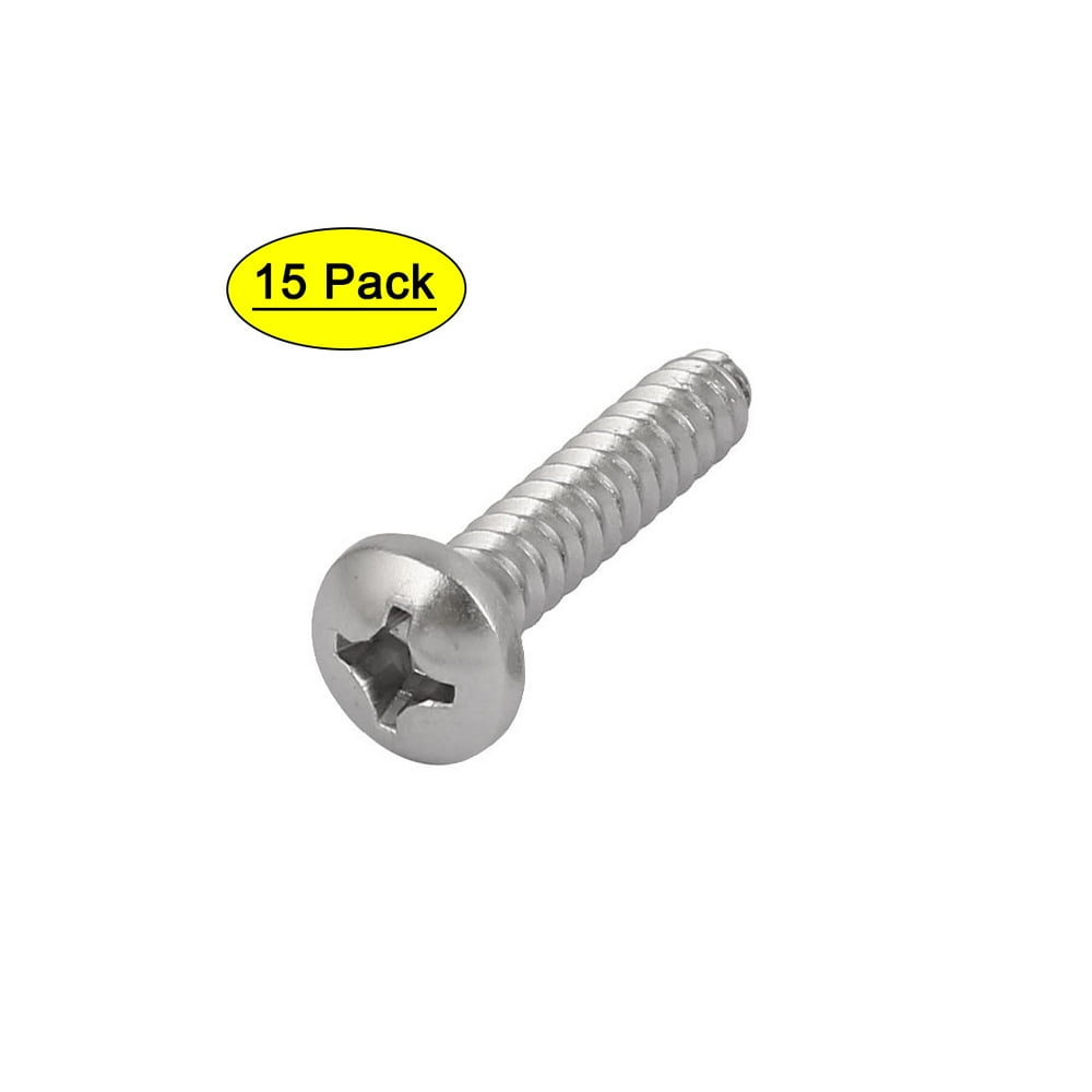 Uxcell M5.5x30mm 316 Stainless Steel Pan Head Self Tapping Screws Bolts (15pack)