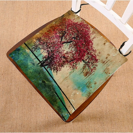 PHFZK Oil Painting Chair Pad, Blossom Tree Beautiful Spring Background Seat Cushion Chair Cushion Floor Cushion Two Sides Size 16x16