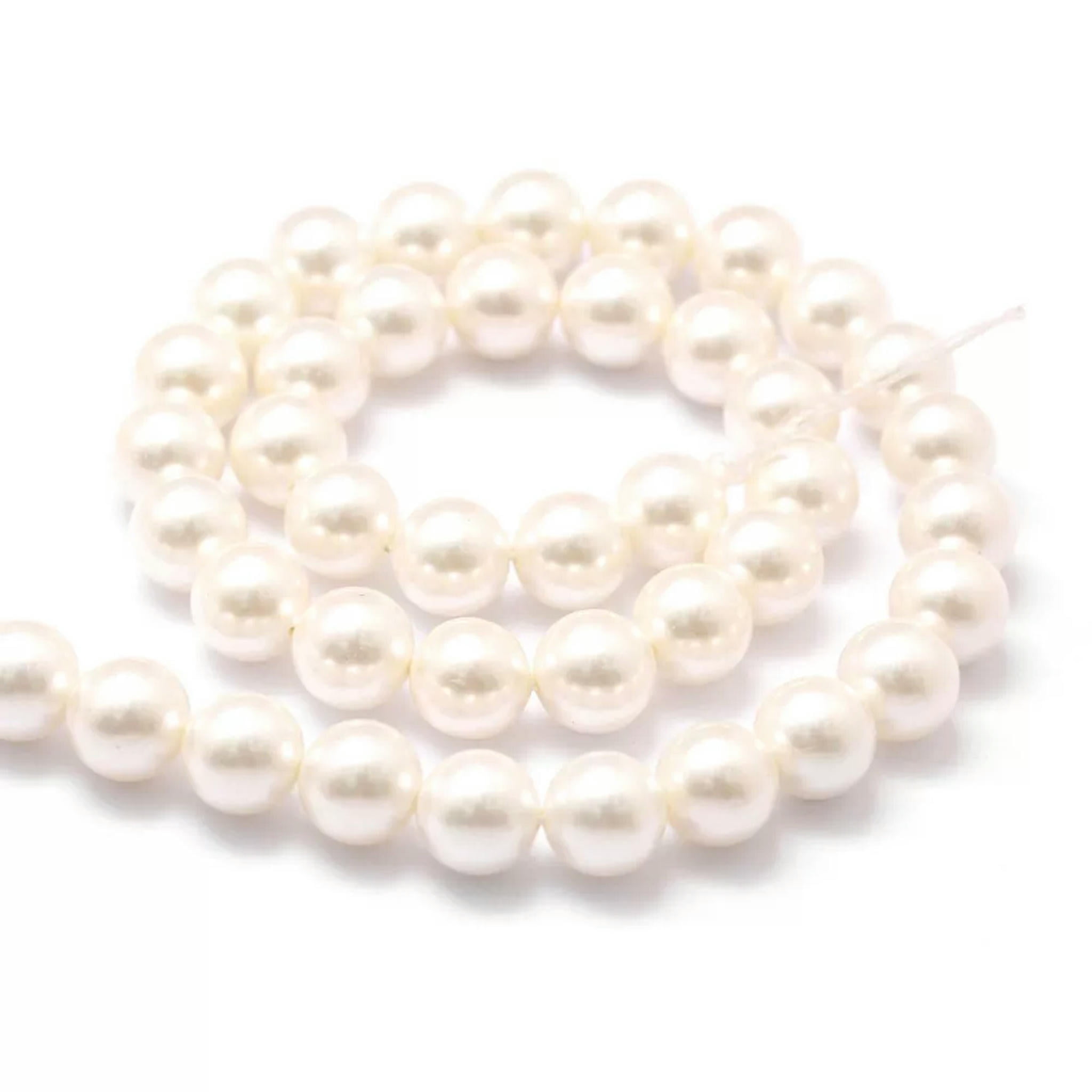 U8MO 5 Strds Shell Pearl Beads Spacer 8mm Round Smooth Loose Beads Craft Floral White